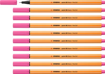 Produktbild von STABILO Fineliner - point 88 - 10er Pack - Neonfarbe, leuchtfarbenrosa