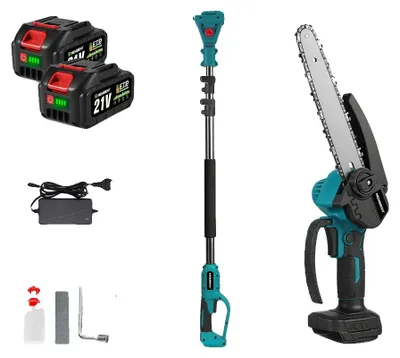 Obrázek produktu pro Elektrická řetězová pila, bezkartáčový motor, teleskopická tyč, 2 akumulátory
