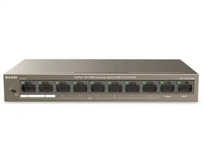 Produktbild von Tenda TEF1110P-8-63W Netzwerk-Switch Unmanaged Fast Ethernet (10/100) Power over Ethernet (PoE) Schwarz