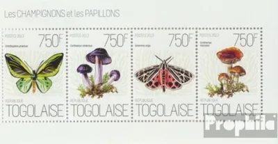 Produktbild von Briefmarken Togo 2013 Mi 5131-5134 Kleinbogen (kompl. Ausgabe) postfrisch Pilze und Schmetterlinge
