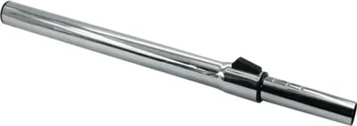 A chrome-plated telescopic tube for a vacuum cleaner, shown against a white background.