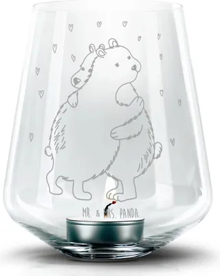 Produktbild von Mr. & Mrs. Panda gravur glas Eisbär Umarmen - Transparent - Geschenk, Laterne, Windlicht, windlichtglas, Teelichthalter, Lustige Sprüche