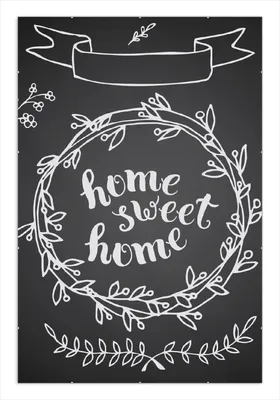 Produktbild von Wallario Wandbild Home sweet Home Weiß auf Schwarz, Größe: 61 x 91,5 cm, Poster mit rahmenlosen Bildhalter