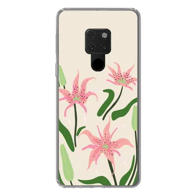 Produktbild von MuchoWow® Handyhülle Schutzhülle Hülle für Huawei P40 Lite Blume - Rosa - Blätter Silikon Softcase Handy Hülle - Handy