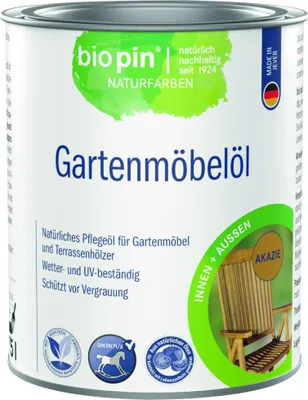 Produktbild von Biopin Naturfarben Gartenmöbelöl 750 ml akazie