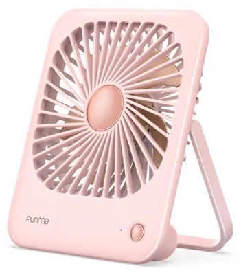 Obrázok produktu pre Stolný ventilátor na batérie, malý, USB, tichý, prenosný, s možnosťou nabíjania, 3000 mAh, 3 rýchlosti, ružovo-zlatá farba