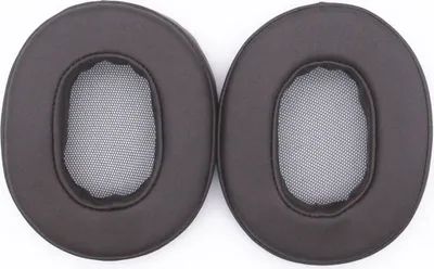 Two brown ear pads for headphones are shown against a white background.
