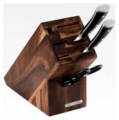 Produktbild von Messerblock aus Akazienkernholz für 5 Messer, Wetzstahl und Schere, Größe 22 x 9,5 x 20 cm (ohne Messer)