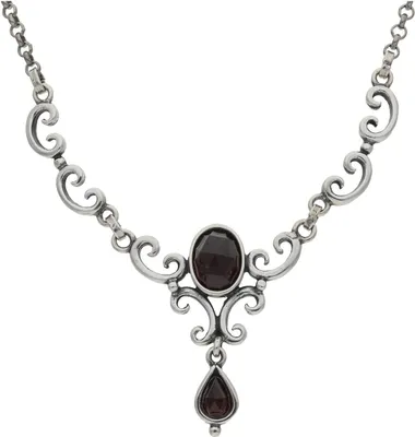 Produktbild von JuwelmaLux Trachtencollier, Echt Silber 925 geschwärzt mit Granat JL17-05-0033