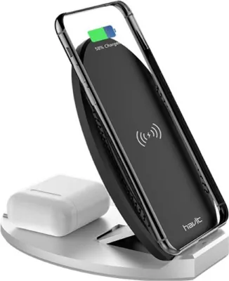 Immagine prodotto di HAVIT W3005 2in1 caricatore wireless stazione di ricarica 10W per telefono cellulare Nero