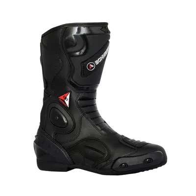 Produktbild von Bohmberg Spartans Motorradstiefel Herren-ergonomisch-leicht, Motorradschuhe aus echtem Leder mit aufgesetzten Hartschalenprotektoren Schwarz - EU 46