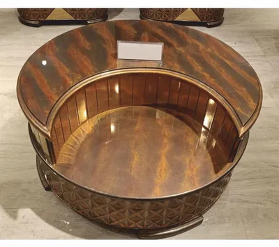 Image de Casa Padrino Luxe Table basse Art Déco Cuivre / Gris / Or Ø 104 cm - Meubles de salon