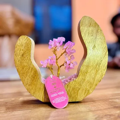 Immagine prodotto di Jardín di Pietre Preziose - Anello in legno - Quarzo rosa - 60 frammenti