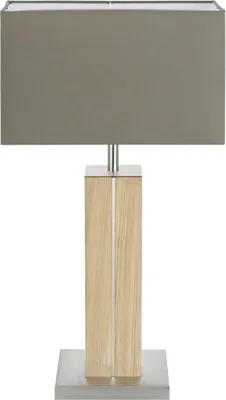 Produktbild von Dana Q quadra Hockerleuchte Asteiche natur Baumwolle taupe mit Dach in Schirmfarbe