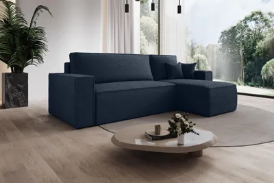 Produktbild von Modernes Ecksofa Milano L-Form mit Schlaffunktion & Bettkasten, Couchgarnitur mit Ottomane, Stoffsofa für Wohnzimmer Modernes Design