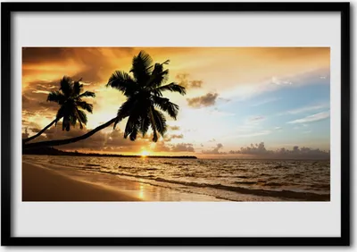 Produktbild von Bild 100x70 MDF-Rahmen Wandkunst Palmen Strand-Landschaft