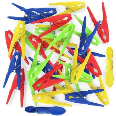 Immagine prodotto di Ibenzoa® Set da 32 mollette colorate in plastica, adatte per interni ed esterni – mollette robuste, antiscivolo, con impugnatura ergonomica (blu/rosso/giallo)