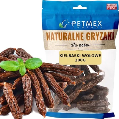 Produktbild von Delikatesse, Snack für Hunde, natürliche Petmex Geflügel- und Rinderwürste 200g