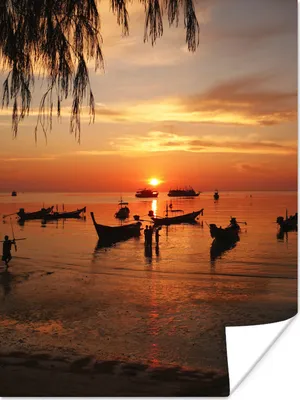 Produktbild von MuchoWow® Poster Silhouette Sairee Strand auf Koh Tao in Thailand 30x40 cm - Wandplakat - Poster Kinderzimmer