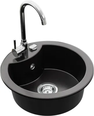 Zdjęcie produktu dla Mexen Diego zlew granitowy czarny z baterią Telma chrom 1-komorowy