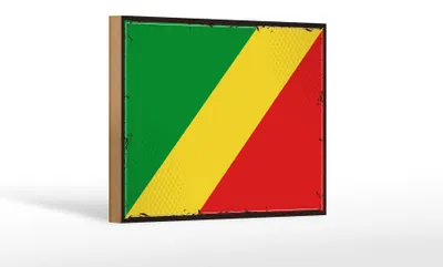 Produktbild von Holzschild Flagge Kongo 18x12cm Retro Flag of the Congo