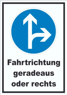 Produktbild von Aufkleber Fahrtrichtung geradeaus oder rechts A7 (74x105mm)