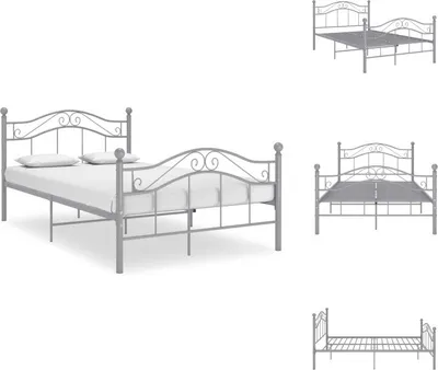 Produktbild von vidaXL Bett Grau Metall 120x200 cm -  Betten & Bettgestelle