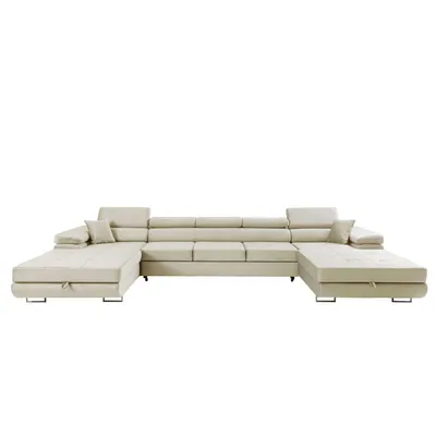 Produktbild von MUFFO Ecksofa U-Form ALONZO MAXI U mit Schlaffunktion 125x318 Velours Beige