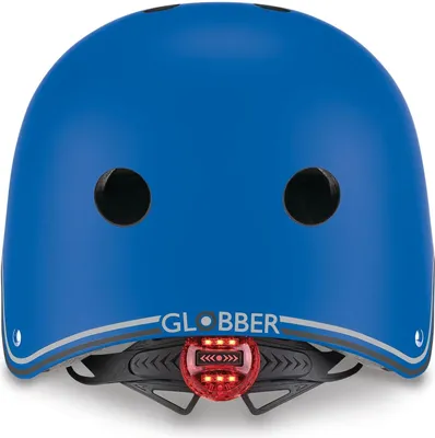Produktbild von GLOBBER PRIMO PLUS LIGHTS – Tretroller und Helm Kinder, 120/80 mm, 3-rädrig, höhenverstellbar, LED-Leuchtrollen, blau