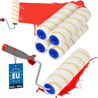 Produktbild von KOTARBAU® 5er Set Farbroller Gelbfaden 250 mm mit Gummigriff Farbwalze Pinsel Walzenbürste Rollerwalze Rollerpinsel für Anstricharbeiten und Renovierung