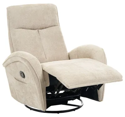 Produktbild von BELIANI Relaxsessel Hellbeige aus Chenille Manuell Verstellbar mit Schaukelfunktion Drehfunktion Fußstütze Modernes Design Fernsehsessel Wohnzimmer