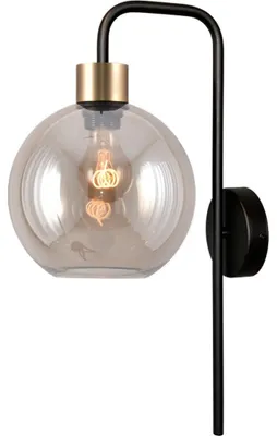 Productafbeelding van Wandlamp Lazise zwart met goud amber glas