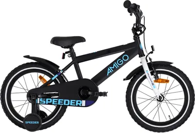 Produktbild von AMIGO Kinderfahrräder Jungen Speeder 16 Zoll 27 cm Jungen Rücktrittbremse Schwarz/Blau