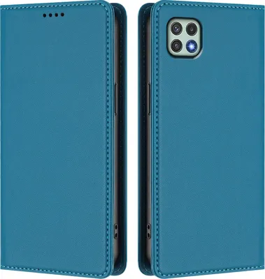 Produktbild von Handyhülle für Samsung Galaxy A22 5G, Kunstleder Klapphülle Stoßfeste Magnetische Hülle mit Ständer Blau