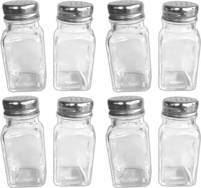 Produktbild von 8er Set Glas-Gewürzstreuer Mit Edelsthaldeckel | Gewürzbehälter Gewürzdosen | Salz Pfefferstreuer | Gewürzglas