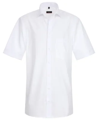 Obrázok produktu pre ETERNA Pánska košeľa s krátkym rukávom Modern Fit White Poplin Classic Kent 100% bavlna Náprsné vrecko Veľkosť 40