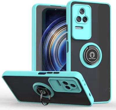 Produktbild von Redmi K50 Hülle, Ring Halter Ständer Matte Transluzent TPU Rahmen Stoßfest Schutzhülle für Xiaomi Redmi K50 / K50 Pro Hellblau
