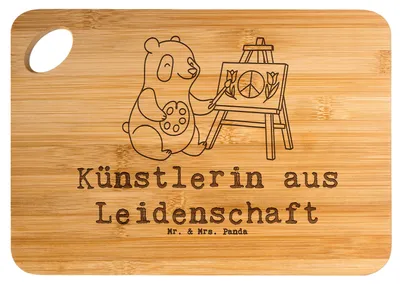 Produktbild von Mr. & Mrs. Panda Holzbrett Künstlerin Leidenschaft - Transparent - Geschenk, Schneidebrett, Lustig, Frühstücksbrettchen, Witzig, Brett, Kunstschule, Spruch, vesperbrett