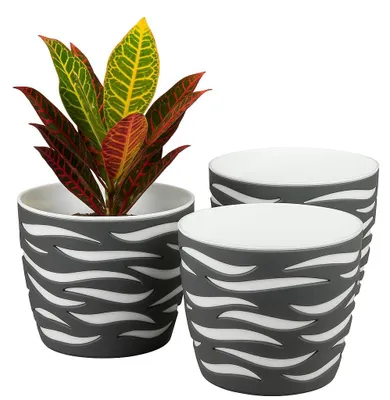 Immagine prodotto di Omgoods - Set di 3 vasi per piante con cesto decorativo, diametro 18 cm