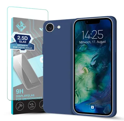 Produktbild von Hülle für Apple iPhone 17e mit 9H Displayglas Displayschutz Case Cover Bumper Smartphone Softgrip Schutzhülle Farbe: Blau