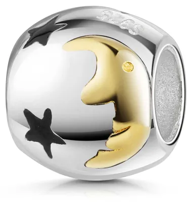 Produktbild von MATERIA by Matthias Wagner Bead Mond Sterne 925 Sterling Silber teilvergoldet 930