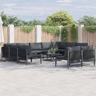 Productafbeelding van Maison Exclusive - Tuinset met 12 stuks, zwarte stalen tuinstoelen