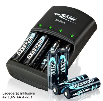 Produktbild von Ansmann Schnell-Ladegerät für NiZn 1,6 Volt Akku mit 4x 2500mWh Mignon AA