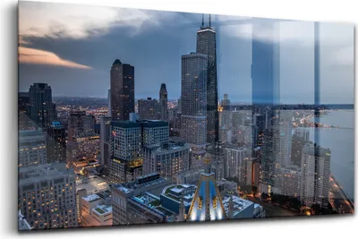 Produktbild von Bilder auf glas - Einteilig - Wanddekoration - Glas Bilder - 120x60 - Chicago Stadtbild Foto