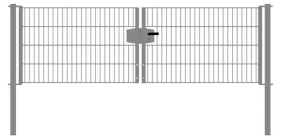 Produktbild von Drahtgittertor 2-flügelig, Durchgangslichte: 264 cm, Gesamtbreite inkl. Pfosten: 276 cm - Ausführung: verzinkt, Höhe: 83 cm
