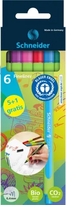 Image de Schneider 191086 5 + 1 GRATIS: 5 Schneider Line-Up Fineliner farbsortiert 0,4 mm + GRATIS 1 St.