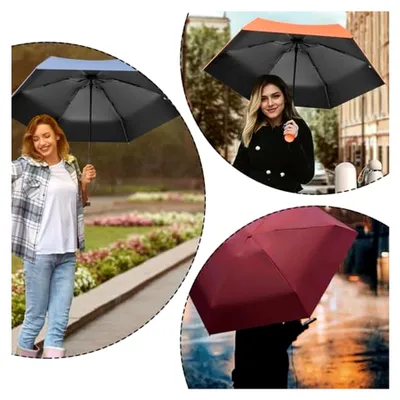 Produktbild von Mini-Regenschirm mit 6 Rippen, tragbarer Taschenschirm, Mini-UV-Schirm mit Kapselhülle und doppeltem Verwendungszweck