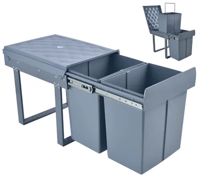Produktbild von MinteLiv Einbaumülleimer 2x20L Mülltrennsystem Ausziehbar, Stahlrahmen, 48x33,5x42cm