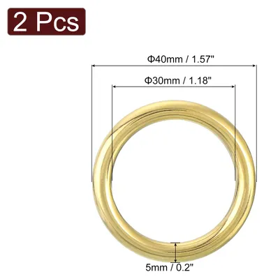 Produktbild von 2 Stš¹ck O-Ring Schnalle 30mm/1.18" nahtloser geschwei?ter Messingkreis mit 5mm Dicke fš¹r Gep?ckgurte Bastelarbeiten DIY-Dekoration goldfarben