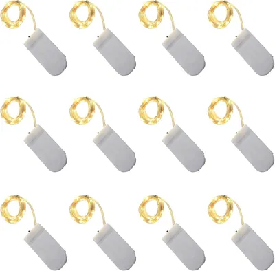 Zdjęcie produktu dla 12 sztuk girlandy świetlnej z miedzianego drutu, długość 1 metr, 10 diod LED, zasilane bateriami